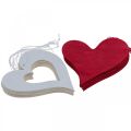 Dekorative hjerter til at hænge op træhjerte rød/hvid 12cm 12stk