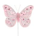 Floristik24 Dekorativ sommerfuglrosa med glimmer 10,5 cm 3stk
