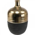 Dekorativ Vase Sort/Guld Keramik Vase Stor Ø21cm H37,5cm