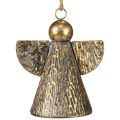 Dekorativ klokke juleengel, juleklokke dekoration gyldent antik look 21cm