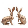 Deco bunny guld siddende par påskeharer H30,5cm 2stk