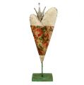 Floristik24 Dekorativt hjerte med rosemønster 40cm 1p