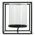 Floristik24 Dekorativ lysestage sort metal lanterne glas 12×12×13cm