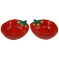 Floristik24 Dekorativ skål jordbær keramik skål rød 12,5×15,5cm 2stk