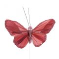 Floristik24 Deco sommerfugl på tråd fjer sommerfugl pink 10×6cm 12stk