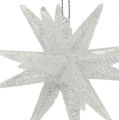 Floristik24 Deco stjerner med glimmer 7,5cm sølv 8stk