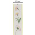 Gavebånd med Bellis blomstermønster til kreativt brug og indpakning, 25 mm x 20 m | Floristik24.dk