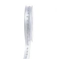 Floristik24 Dekorativt bånd med lurex dekoration hvid-sølv 15mm 20m