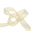 Dekorativt bånd med lurex striber lys guld 25mm 20m | Floristik24.dk