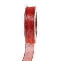 Floristik24 Dekorativ tape med lurex striber rød 25mm 20m