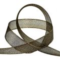 Dekorativt bånd med lurex striber sort 25mm 20m | Floristik24.dk