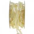 Floristik24 Deco bånd creme hjerter perler bryllup dekoration 10mm 5m