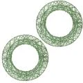 Floristik24 Grøn dekorativ trådnetkrans til gør-det-selv-projekter, 19 cm, 2 stk.