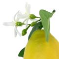 Floristik24 Dekorativ frugt, citroner med blade gule 9,5cm 4stk