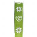 Floristik24 Dekorativt bånd med edelweiss grøn 25mm 20m