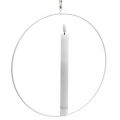 Floristik24 Lysestage til at hænge dekorativ ring metal hvid Ø28,5cm 3 stk