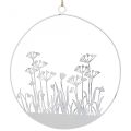 Floristik24 Dekorativ ring hvidmetal dekorativ blomstereng forårsdekoration Ø22cm
