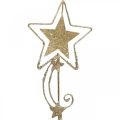 Floristik24 Deco stik stjerne guld glitrende H54cm 4 stk