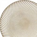 Floristik24 Dekorativ tallerken rund hvid brun rille borddekoration Ø35cm H3cm