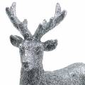 Floristik24 Julepynt hjorte sølv / glitter polyresin H12,5cm