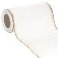 Floristik24 Elegant moiré kransbånd, 200 mm hvid med guldperlekant og speciel finish, 25 m - Perfekt til dekorationer og fester
