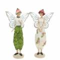 Floristik24 Deco figur alf elf par hvid, lyserød, grøn H20cm 2stk