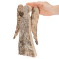 Englefigur lavet af træ med birkebark, 30 cm | Floristik24.dk
