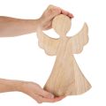 Dekorativ træengelfigur lavet af lyst naturtræ, juledekoration, 30 cm | Floristik24.dk