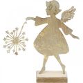 Floristik24 Dekorativ engel med mælkebøtte, adventsdekoration af metal, juleengel gyldent antikt look H21cm