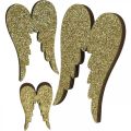 Floristik24 Spredt dekoration, englevinger, adventsdekoration, vinger til at dekorere gyldne, glitter H7 / 5 / 3cm B4,5 / 3,5 / 2cm 18stk.