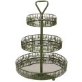 Floristik24 Serveringsfad i metal, grøn, tre niveauer, grantræsdekoration, rund, 49 cm