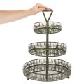 Serveringsfad i metal, grøn, tre niveauer, grantræsdekoration, rund, 49 cm | Floristik24.dk