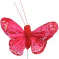 Floristik24 Fjer sommerfugl orange-rød 5cm 24stk