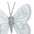 Floristik24 Fjer sommerfugl sølv med glimmer 7cm 4stk