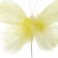 Floristik24 Deco sommerfugle på tråd, forårsdekoration, forårssommerfugle i gule nuancer 6 stk.