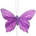 Floristik24 Fjer sommerfugle lilla 8,5cm 12stk