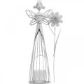 Floristik24 Forårsdekoration, blomsterfe som lanterne, metal borddekoration, alf med blomst hvid H32,5cm