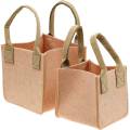 Floristik24 Filtplanter lyserød filtpose med håndtag filtdekorationssæt på 2