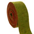 Floristik24 Filtbånd, tofarvet grydelappebånd, 100% uld, rød/grøn, 7,5 cm bredt, 5 m langt
