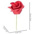 Kunstig rød roseblomst med stilk, 5 cm, 100 stk. | Floristik24.dk