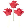 Kunstig rød roseblomst med stilk, 5 cm, 100 stk. | Floristik24.dk