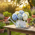 Dekorativ vandkande hortensia metal vintage blomster 30x11x14,5cm | Floristik24.dk