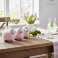 Pink får med briller og pels keramik 10,5×5,5×9cm 3stk | Floristik24.dk