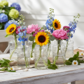 Glasflaske med mønster, cylindrisk, klar, dekorativ vase, 15 cm, 6 stk. | Floristik24.dk
