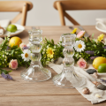 Transparent lysestage, klassisk design, borddekoration, 12 cm, 2 stk. | Floristik24.dk