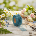 Dekorationsbånd, gitterbånd, 4,5 cm bredt, blåt, til hobbyprojekter, 10 m | Floristik24.dk
