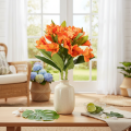 Kunstig Alstroemeria Orange blomst, kunstig buketdekoration, 75 cm, 3 stk. | Floristik24.dk