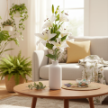 Kunstige liljer, 6 hvide blomster, realistisk blomstrende gren, 66 cm | Floristik24.dk