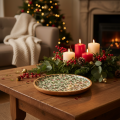 Juledekorationstallerken med kristtornmotiv, 25 cm | Floristik24.dk