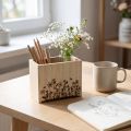 Træboks penneholder skrivebordsorganisator naturlig 14×8×12cm | Floristik24.dk